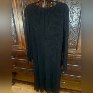Long Black Ribbed Knit Dress
